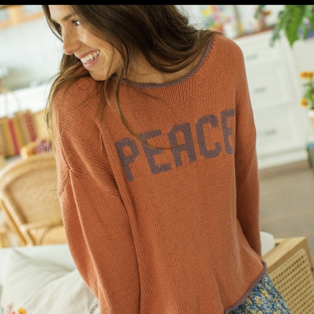 Natural Life Peace Orange Knit Sweater